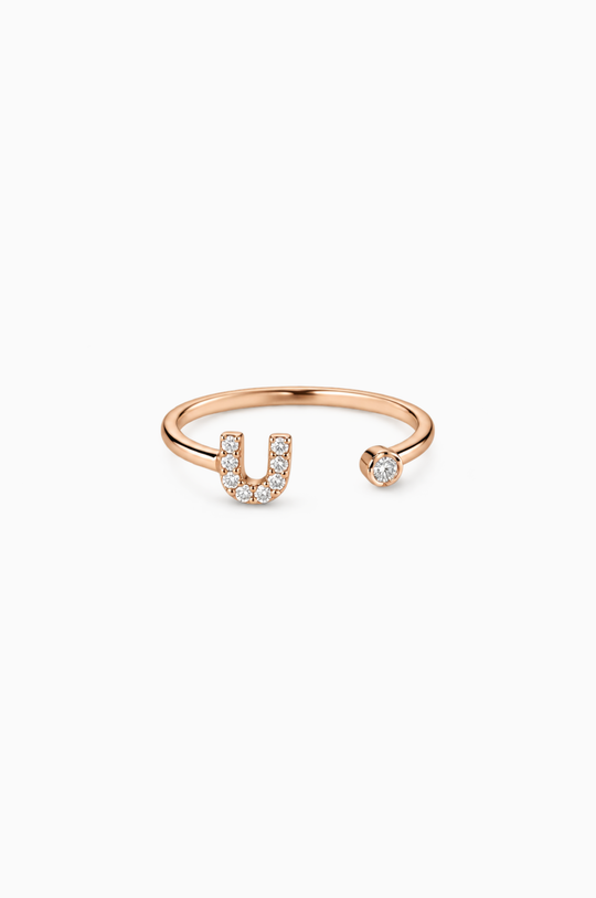 Letter U Gold Ring