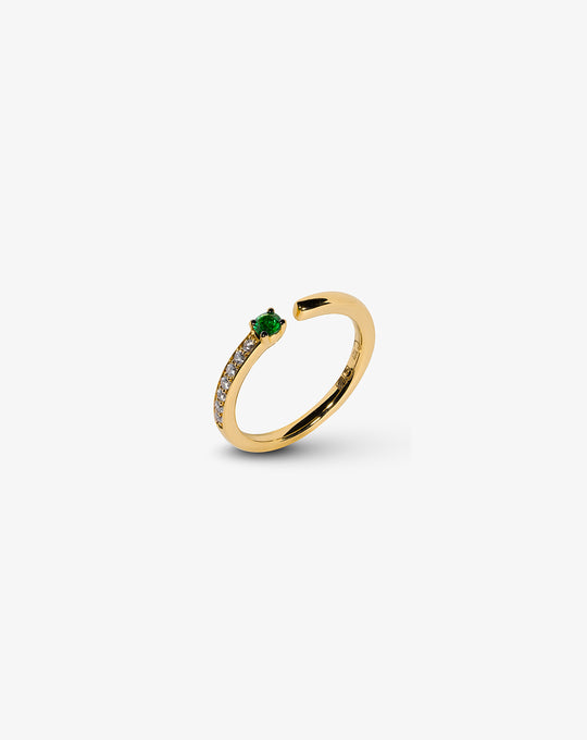 Gold and diamonds Ring with Emeralds