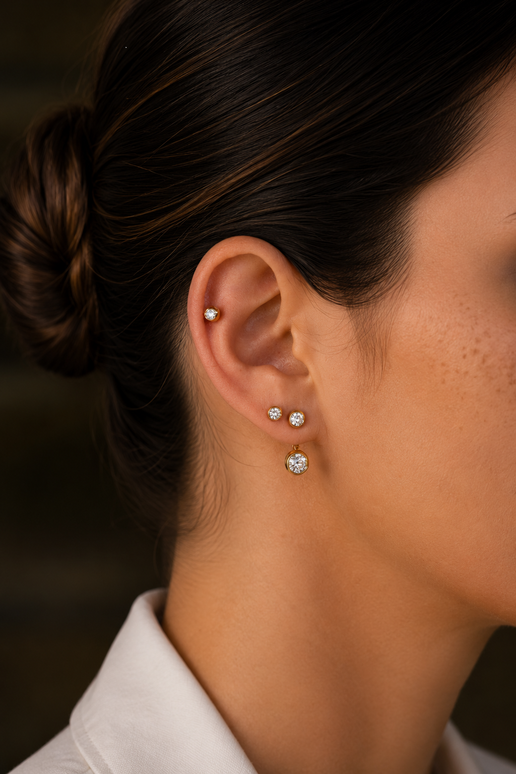 Pink Gold with Diamonds Earrings