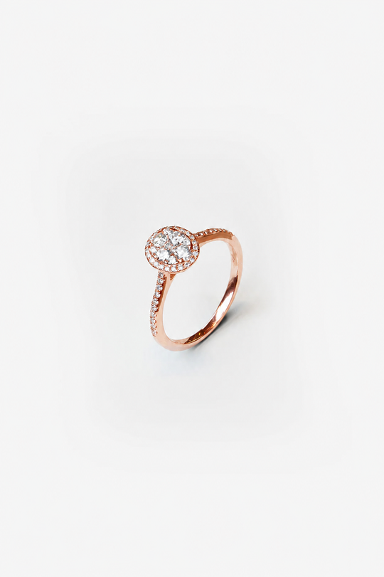 Pink Gold Engagement Ring with Diamonds