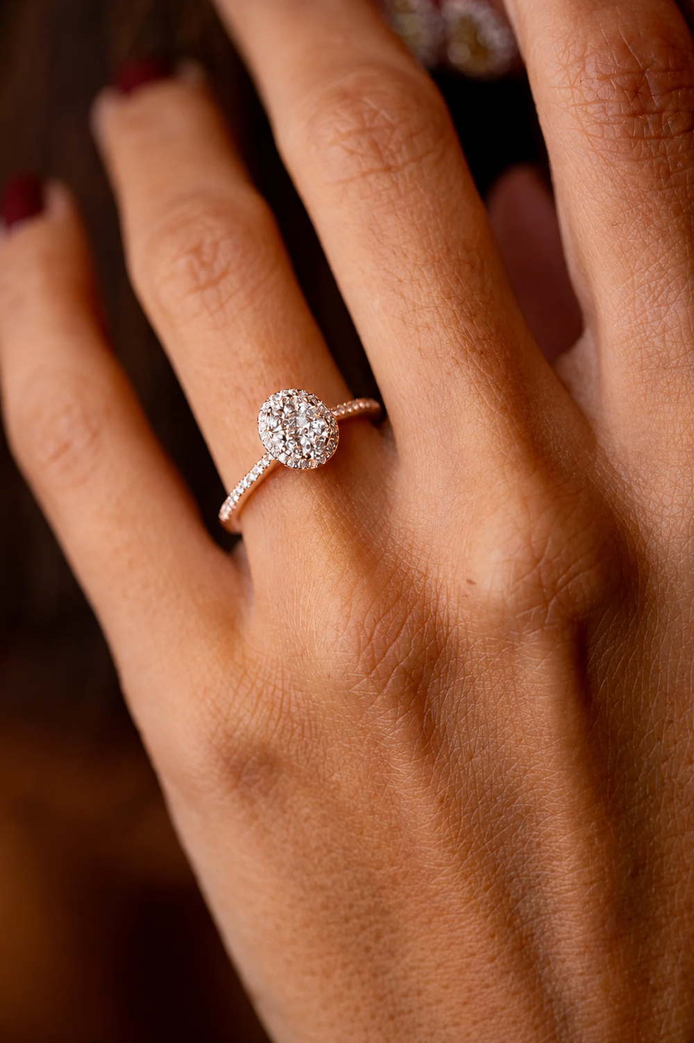 Pink Gold Engagement Ring with Diamonds