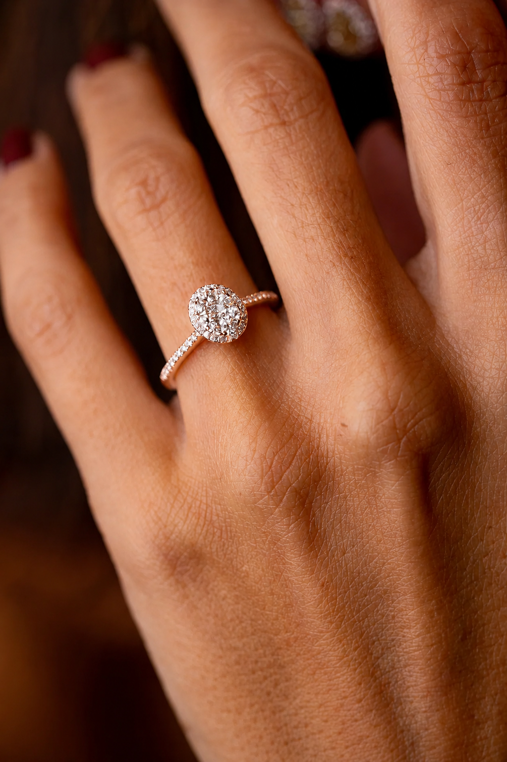 Pink Gold Engagement Ring with Diamonds