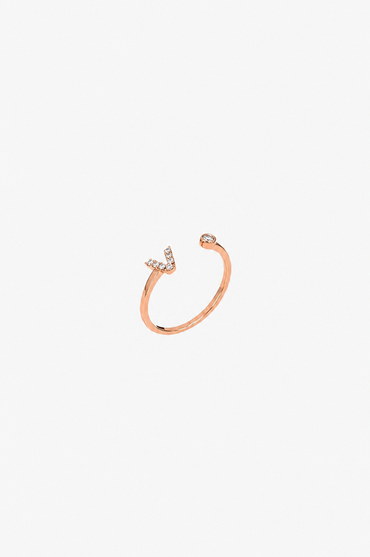 Letter V Gold Ring