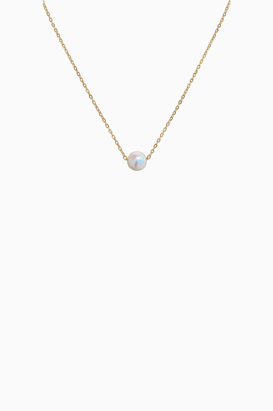 Yellow Gold Necklace with Tiny Pearl