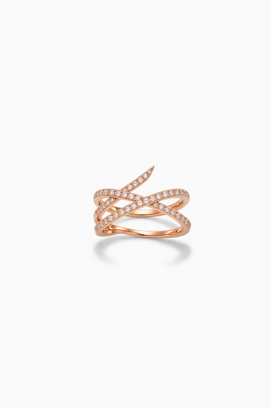 Anel Loulou em ouro rosa e diamantes