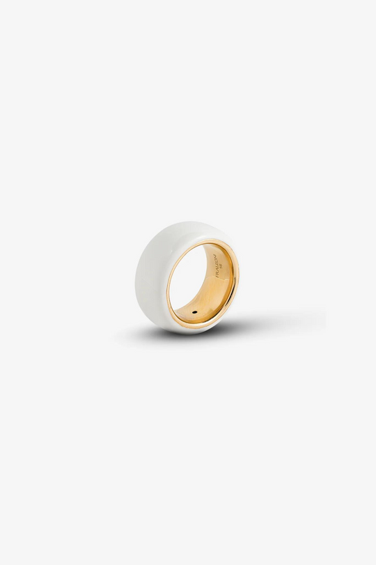 White Enamel Large Ring