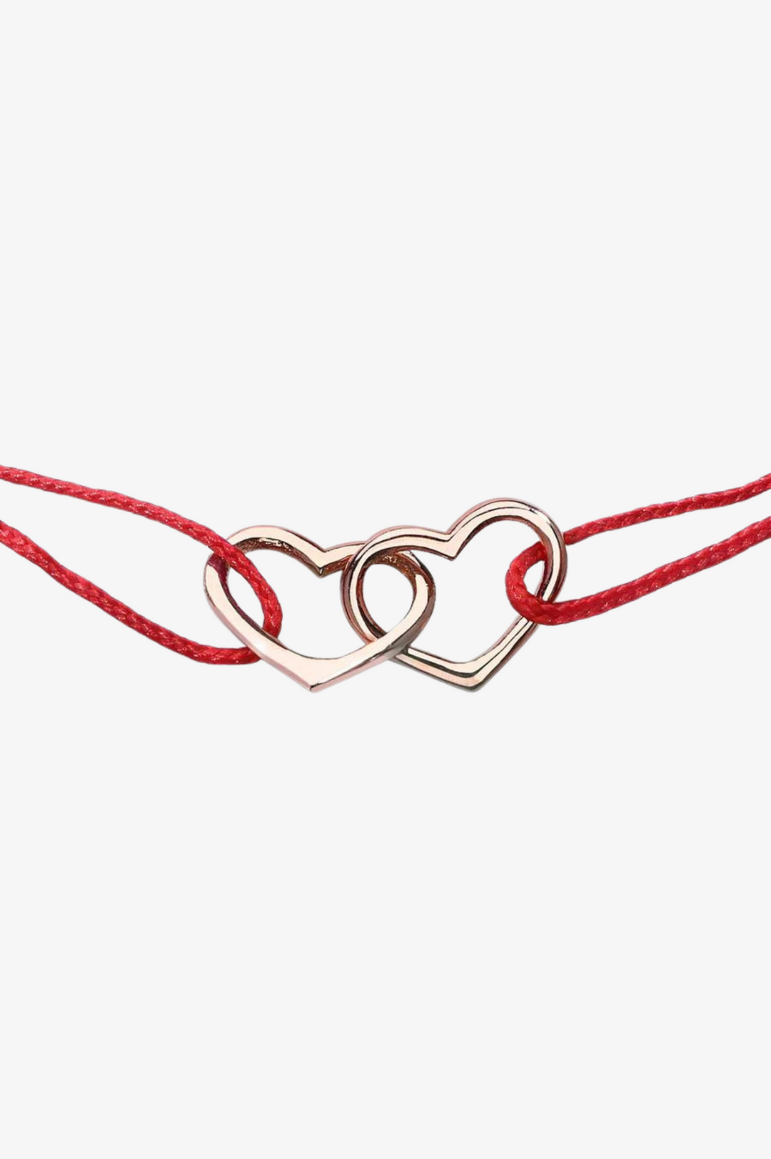 Two Hearts Red Ribbon Bracelet