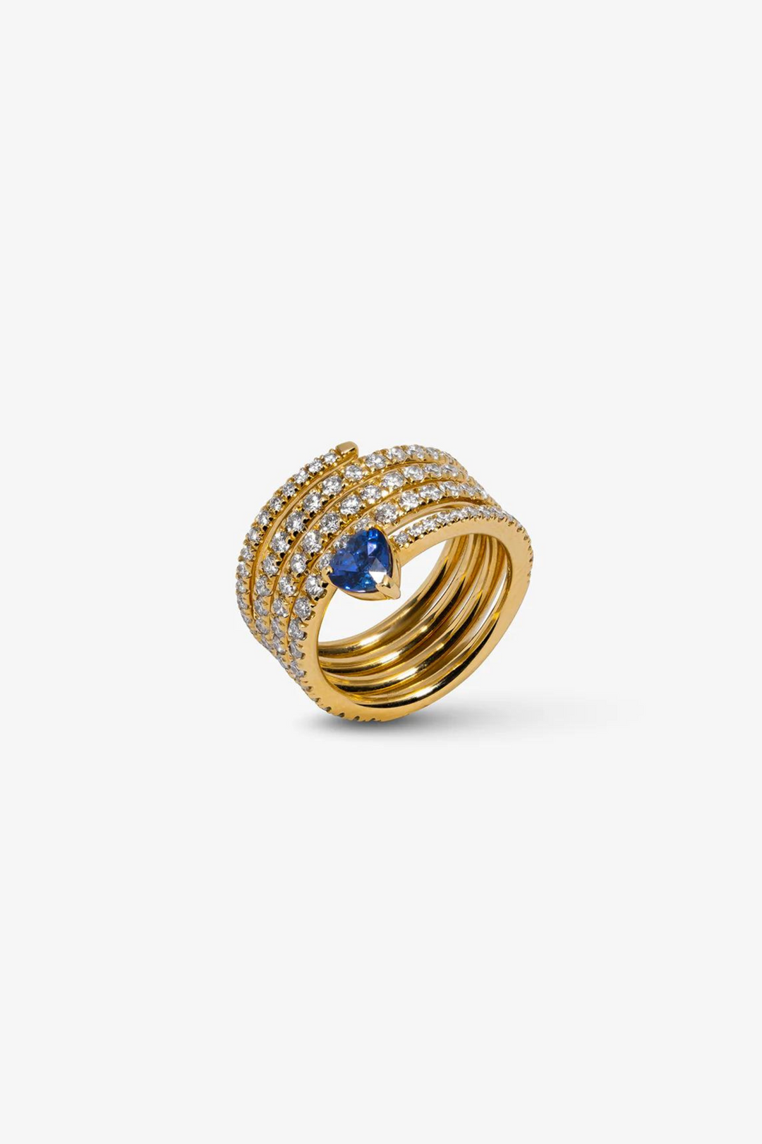 Pink Gold with Diamonds and Blue Sapphires Ring