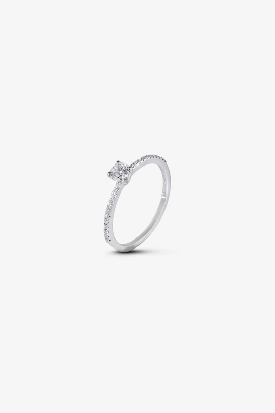 White Gold and Solitaire Diamond Engagement Ring