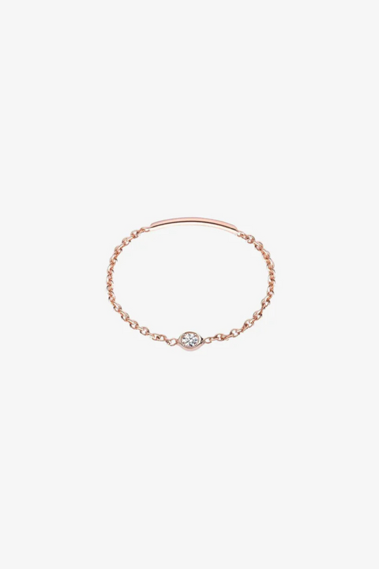 Solitaire Diamond Chain Ring in Rose Gold