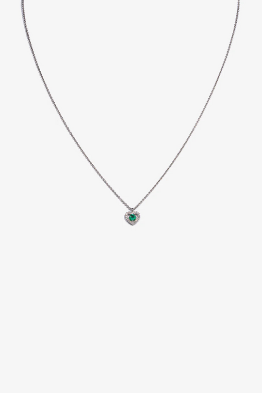 White Gold with Diamonds and Emerald Necklace