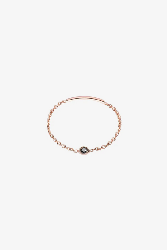 Solitaire Diamond Chain Ring in Rose Gold