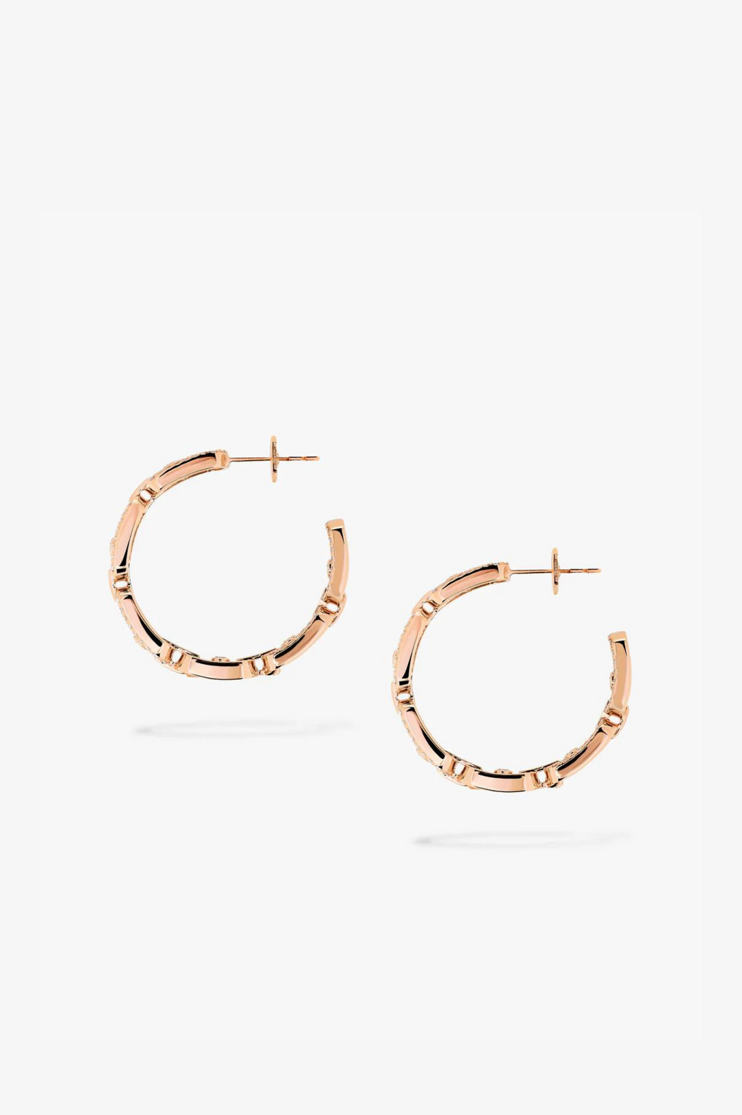 Pink Gold Diamond Earrings Move Link SM Hoop Earrings