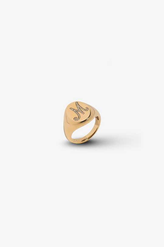 Letter M Gold Ring