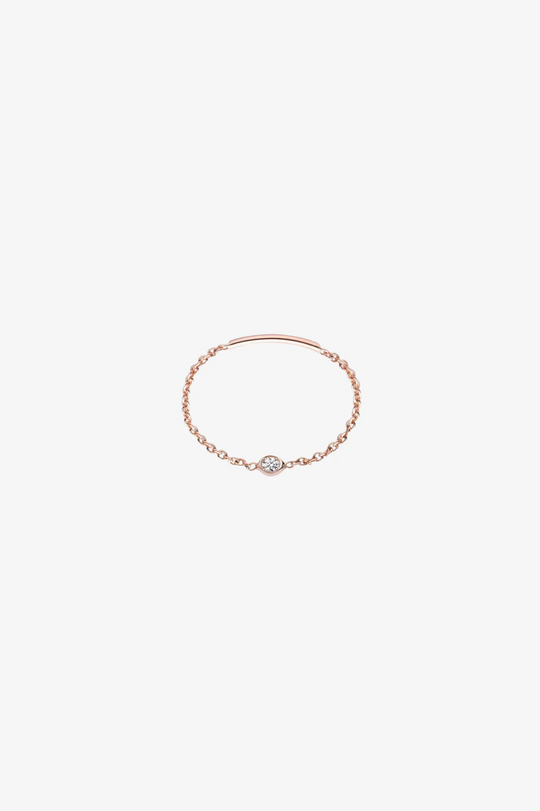 Solitaire Diamond Chain Ring in Rose Gold