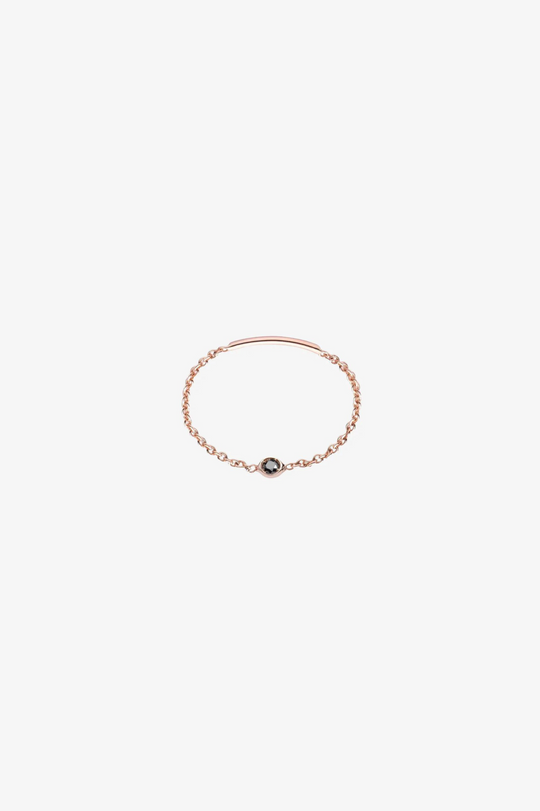 Solitaire Diamond Chain Ring in Rose Gold