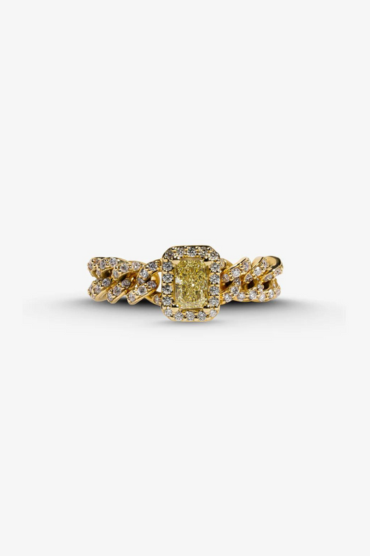 Rectangular Yellow Stone Ring