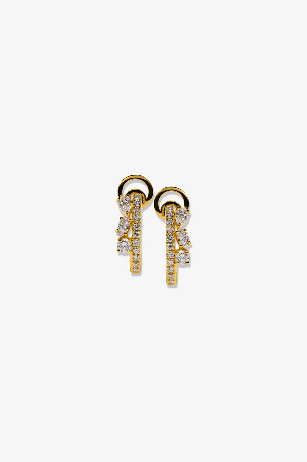 Triple Drop Gold Diamond Earrings