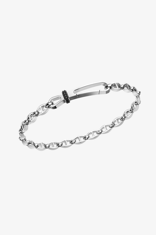 Silver bracelet with black spinels