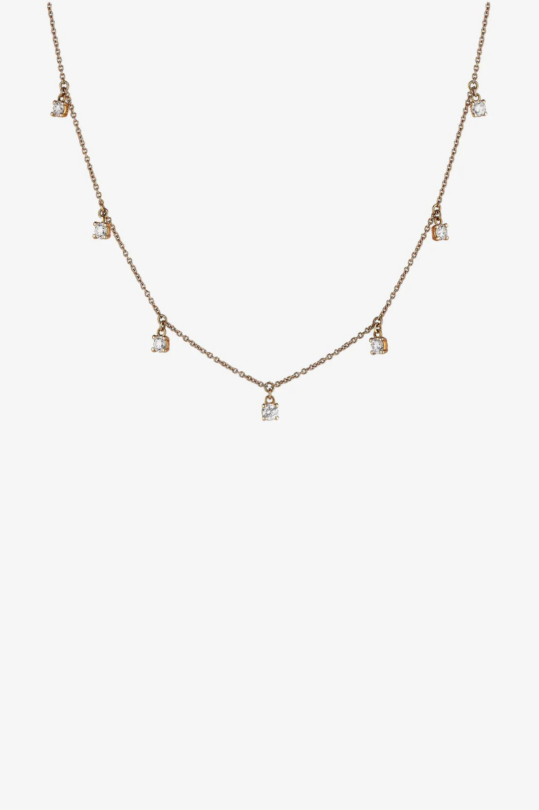 Pink Gold Necklace with Diamond Drops