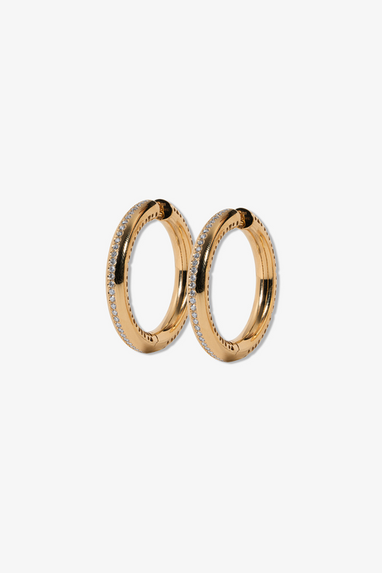 Hoop Earrings in Gold with Diamonds