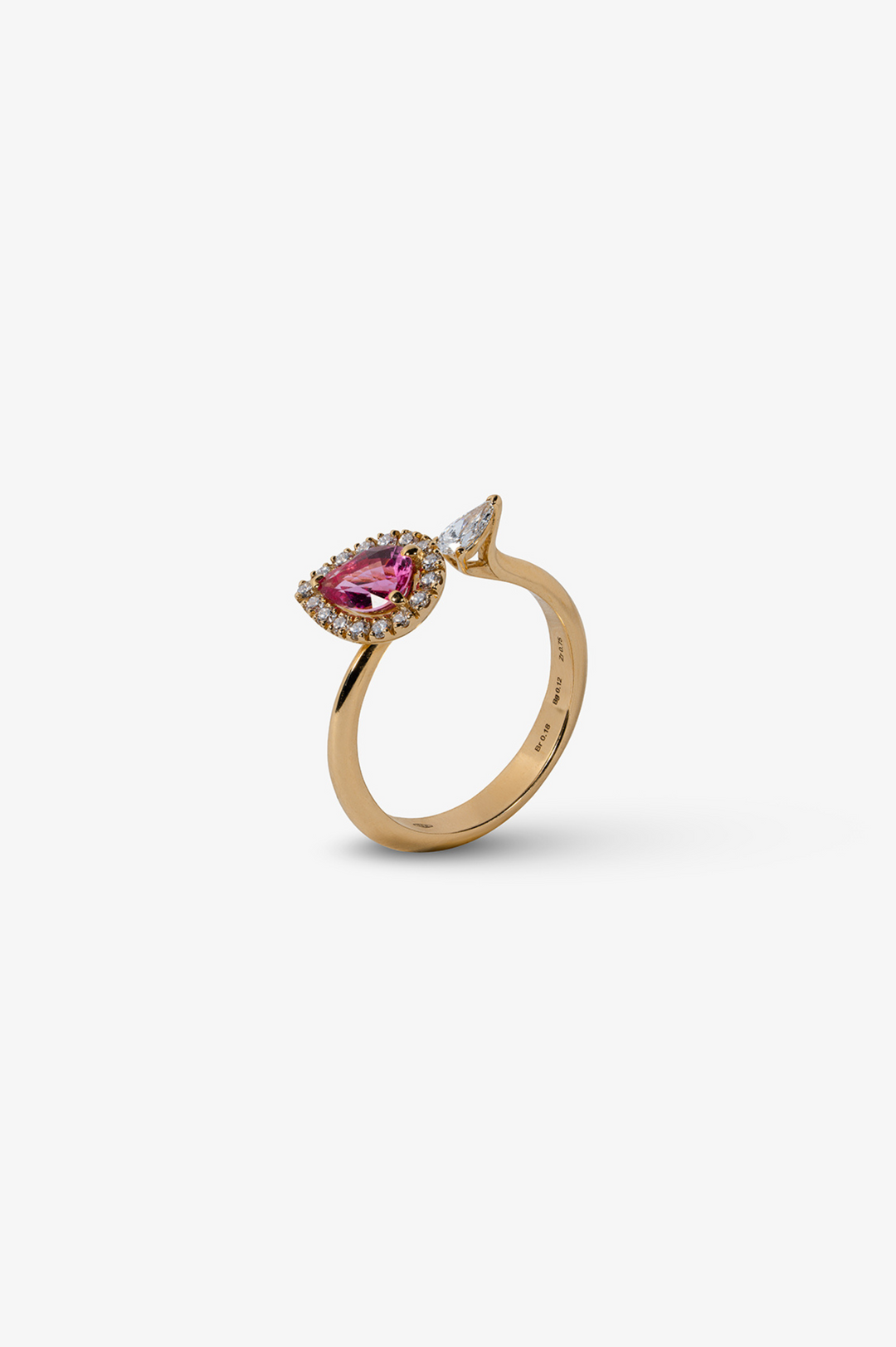 Pink Gold with Diamonds and Sapphire Ring