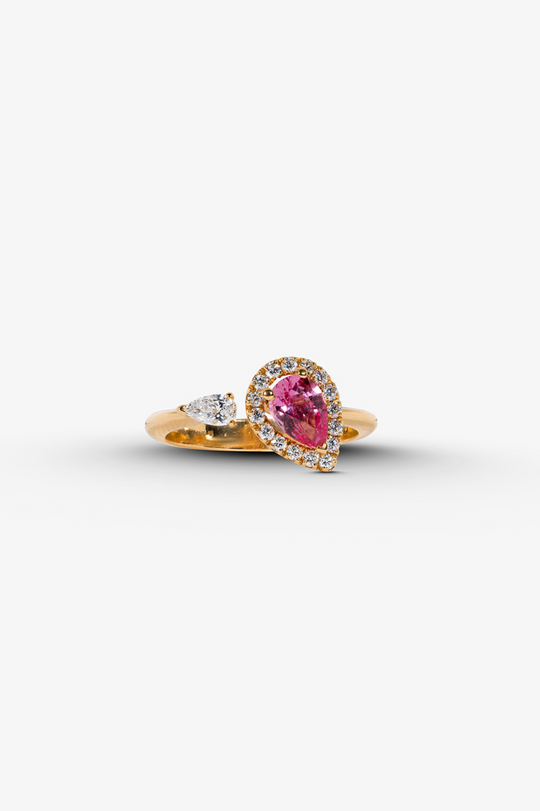 Pink Gold with Diamonds and Sapphire Ring