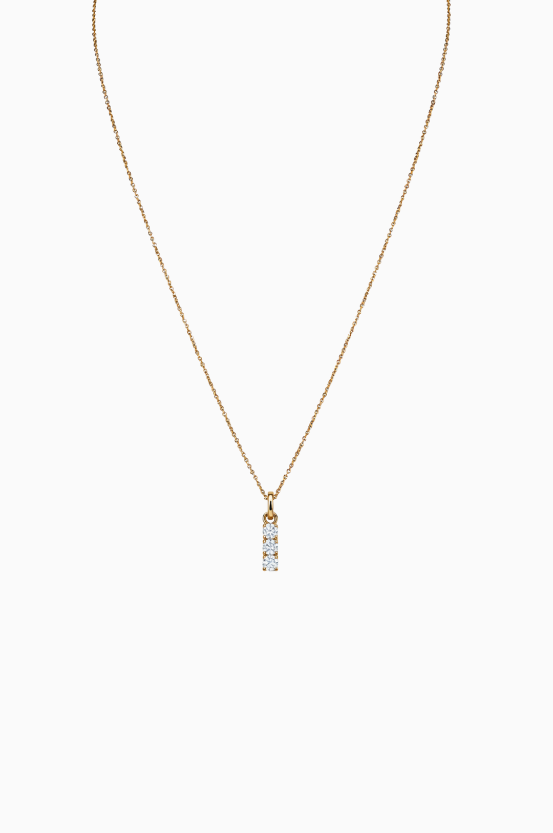 Pink Gold Necklace with Letter I and Diamonds