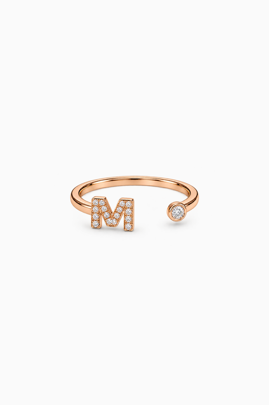 Letter M Gold Ring