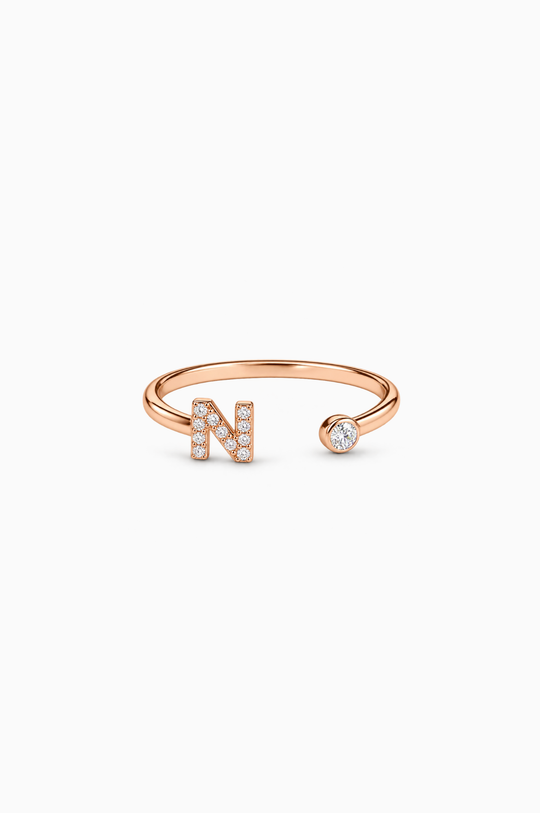 Letter N Gold Ring