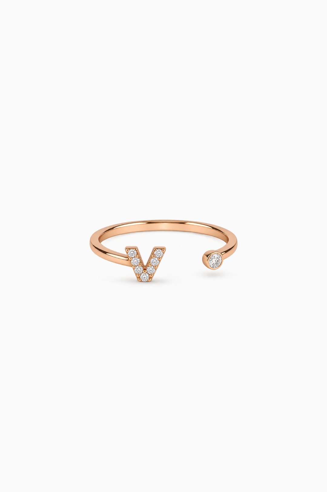Letter V Gold Ring