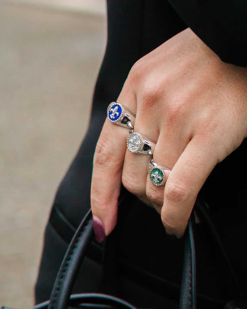 Fleur de Lis Green Ring