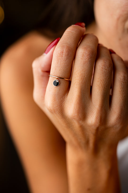 Chocolate Paillette Charm Ring