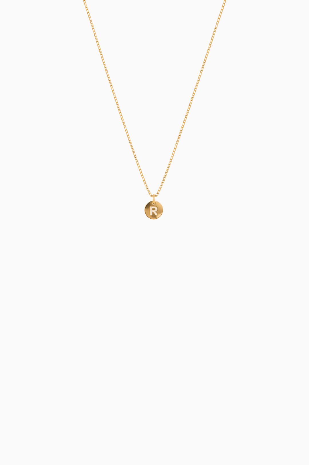 Yellow Gold Necklace with Letter R
