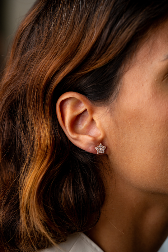 Star Pink Gold Earrings with Diamonds
