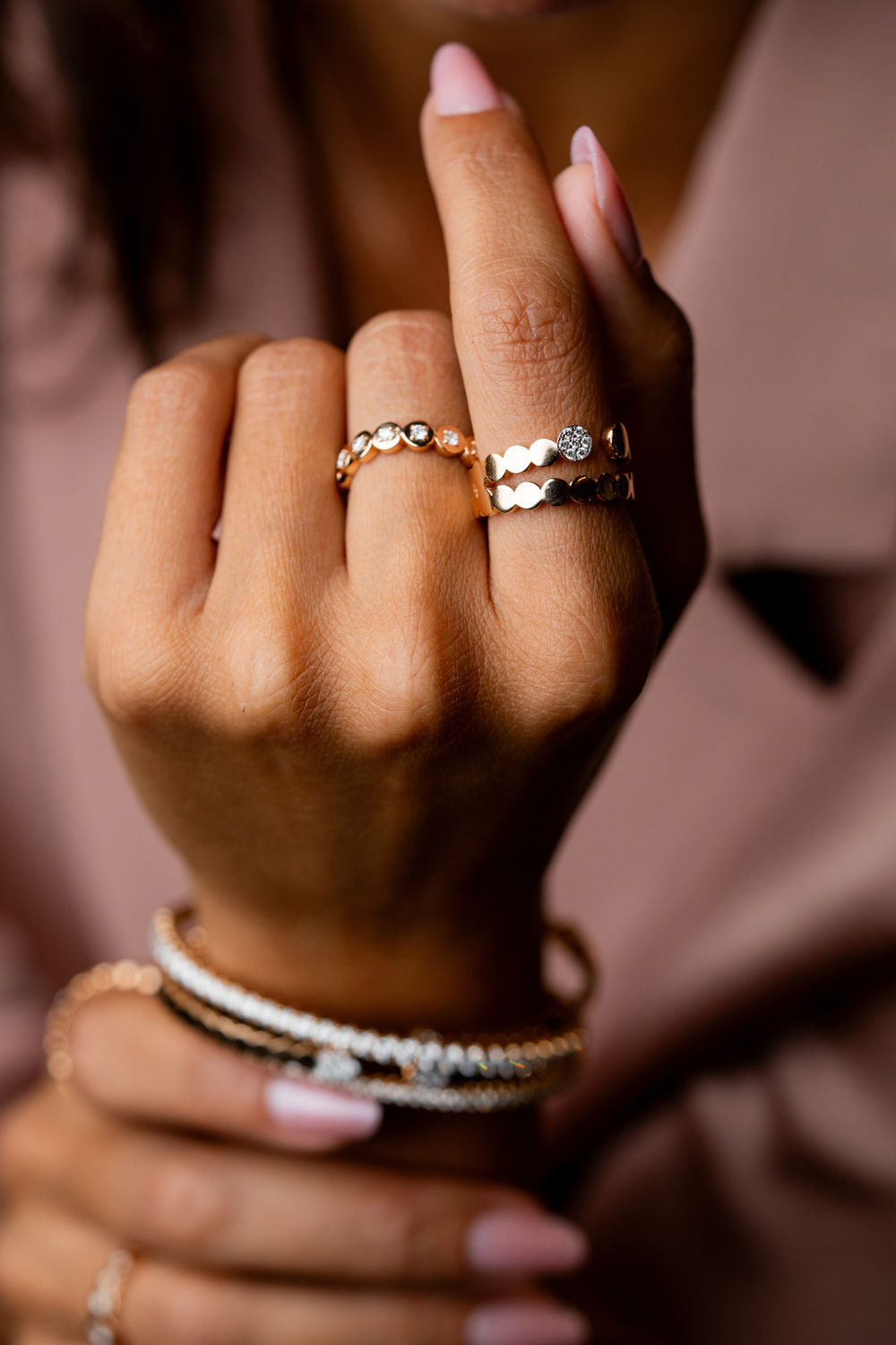 Millenuci Pink Gold Ring with Diamonds