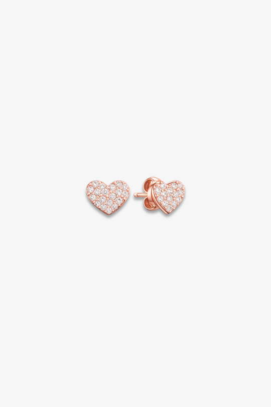 Heart Pink Gold Earrings with Diamonds