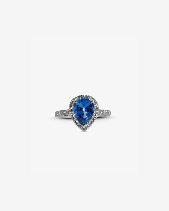 Gold with Diamonds and Blue Sapphires Ring