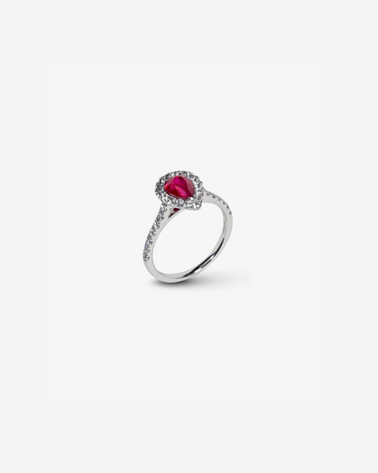 Gold with Diamonds and Pink Rubies Ring