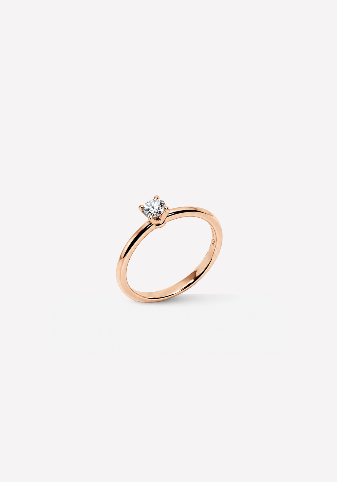 Pink Gold and Solitaire Diamond Engagement Ring