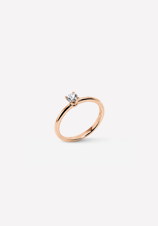 Pink Gold and Solitaire Diamond Engagement Ring