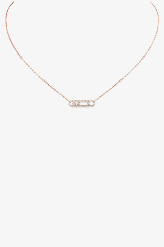 Pink Gold Necklace Baby Move Pavé