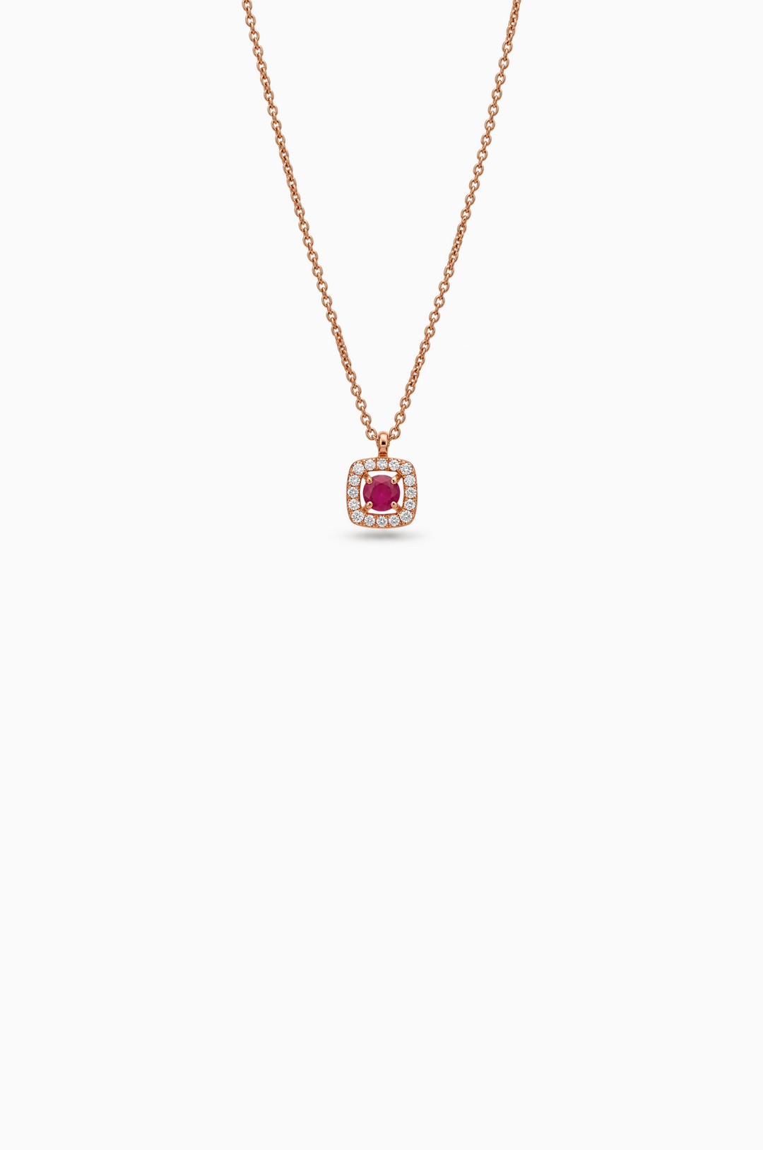 Pink Gold Necklace with Diamonds and Ruby