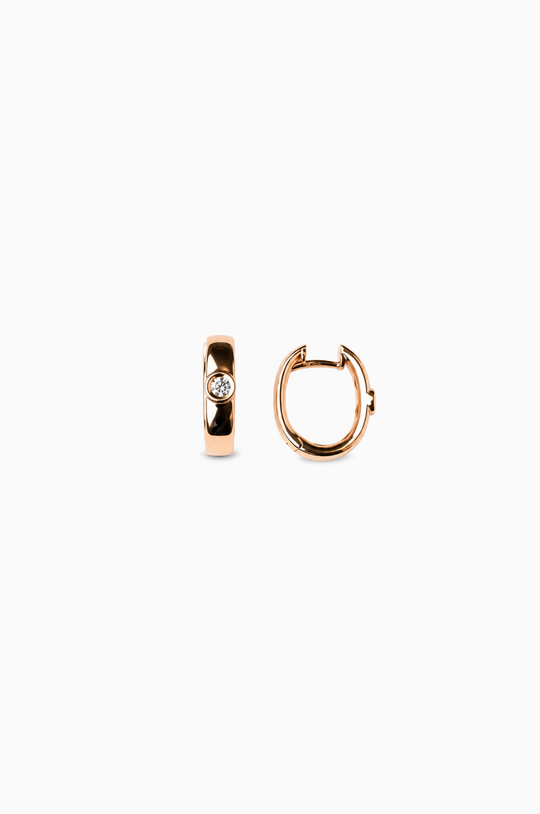 Pink Gold Hoops with Diamond