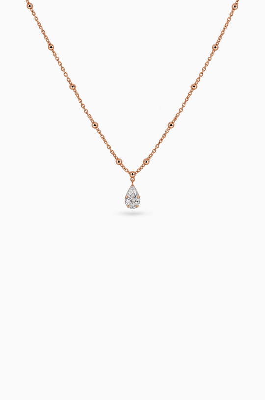 Fio em Ouro Rosa com Diamantes em Gota