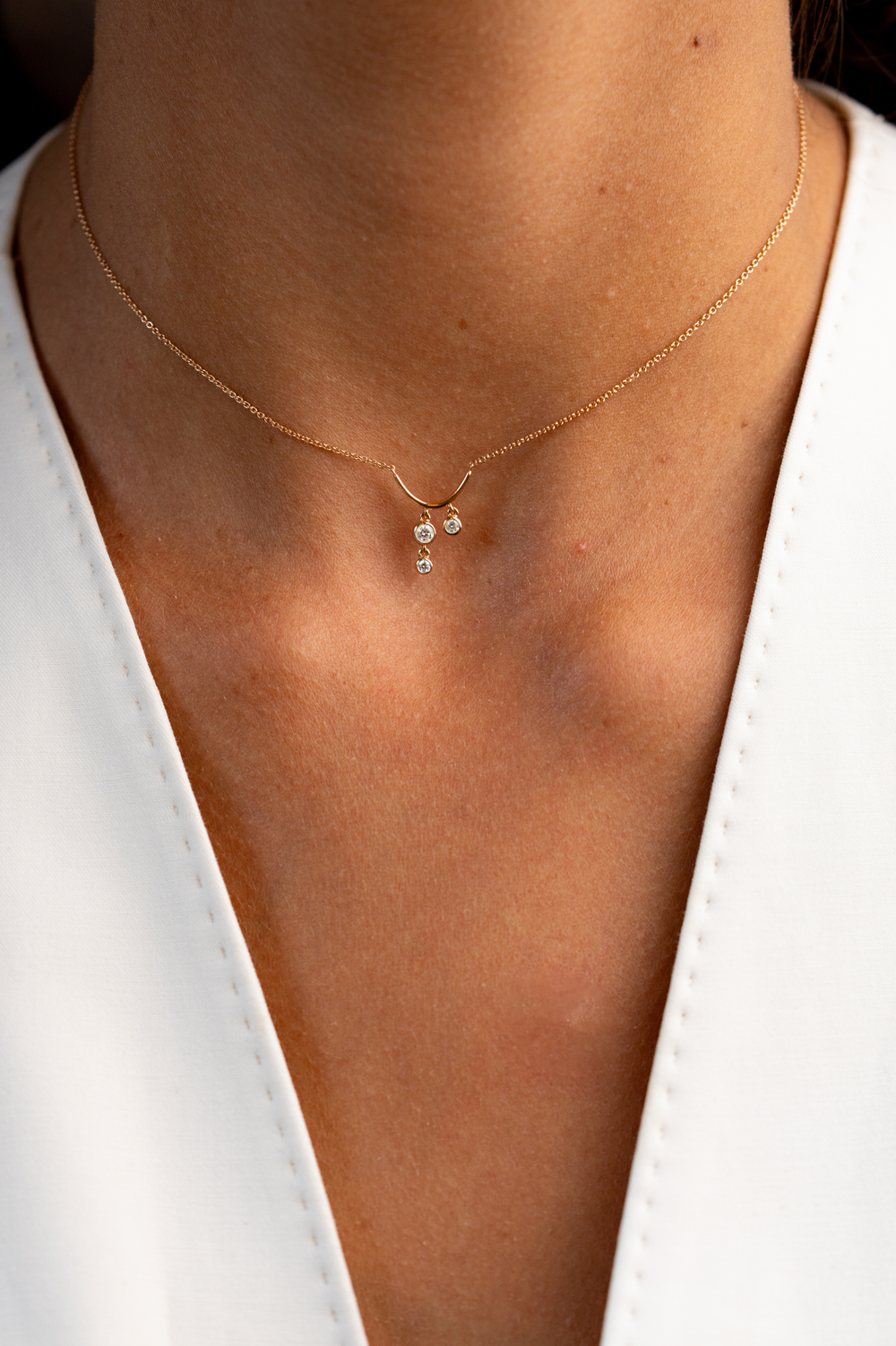 Pink Gold Necklace Pendants with Diamonds