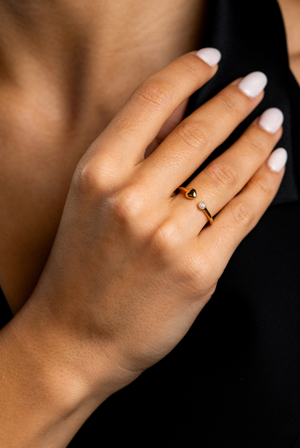 Pink Gold Heart Ring with Diamond