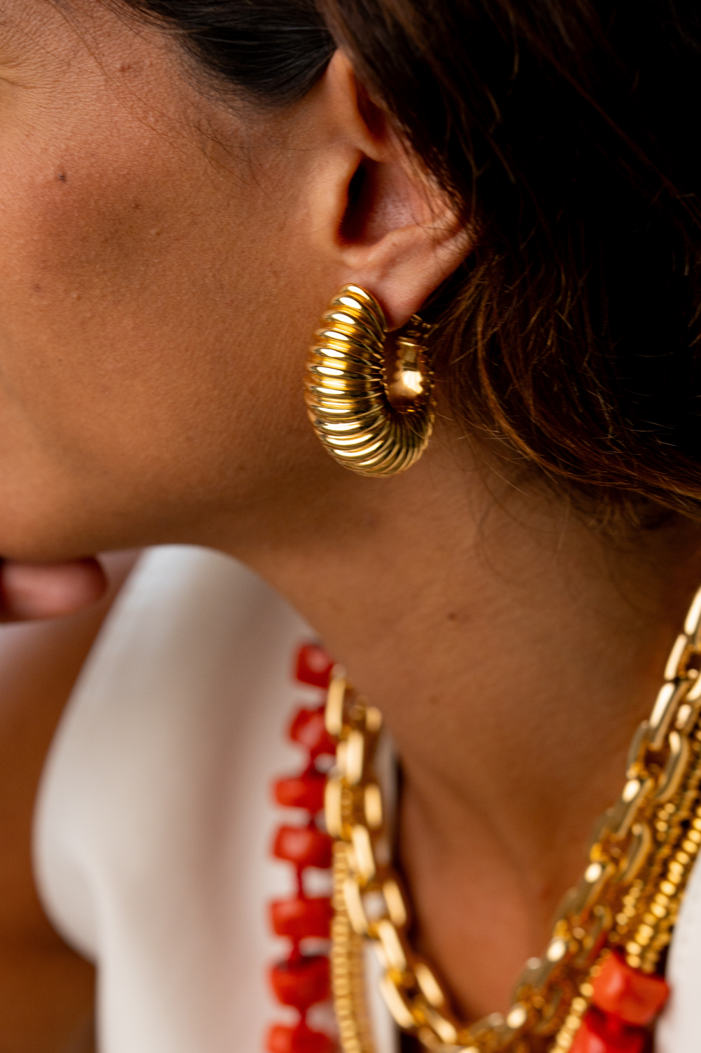 Gold Loop Earrings with Texture II