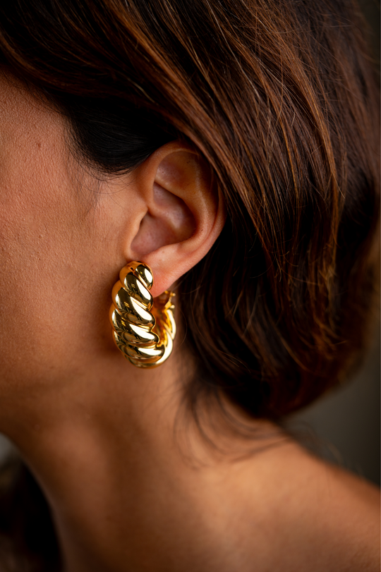 Gold Loop Earrings with Texture III