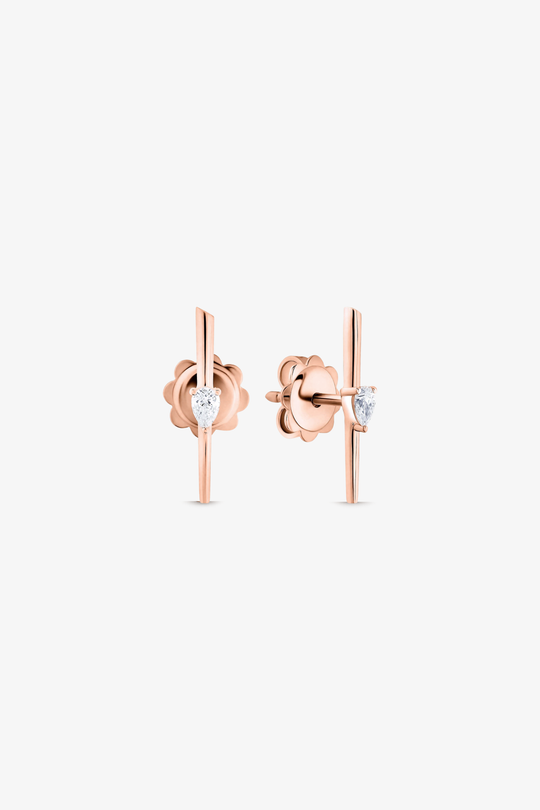 Drop Pink Gold Earrings with Diamonds